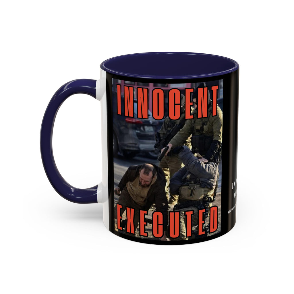 Innocent Executed- Restore Our Democracy Accent Coffee Mug — In Memory of Alex Piltti (11/15oz)