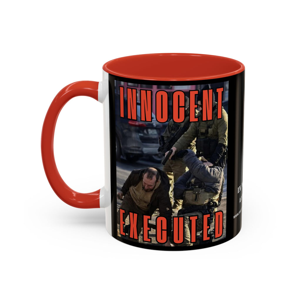 Innocent Executed- Restore Our Democracy Accent Coffee Mug — In Memory of Alex Piltti (11/15oz)
