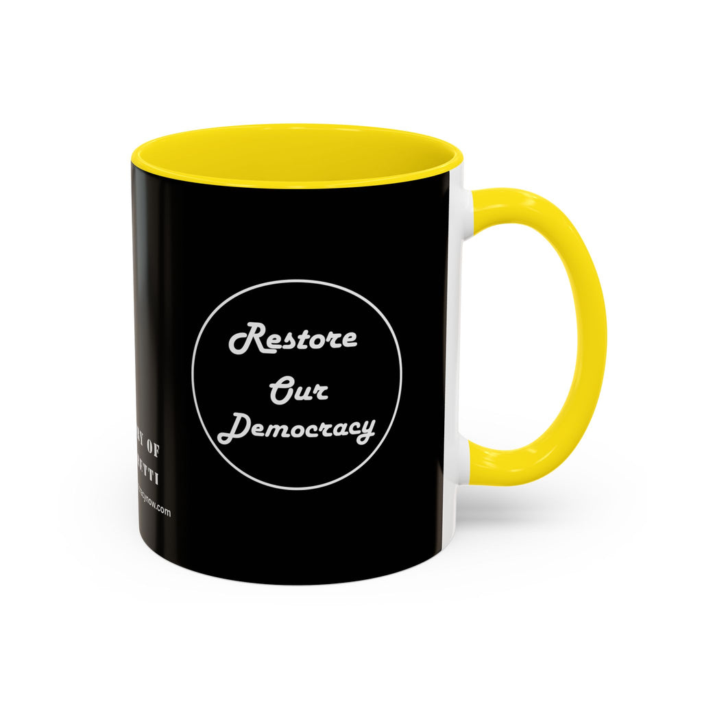 Innocent Executed- Restore Our Democracy Accent Coffee Mug — In Memory of Alex Piltti (11/15oz)