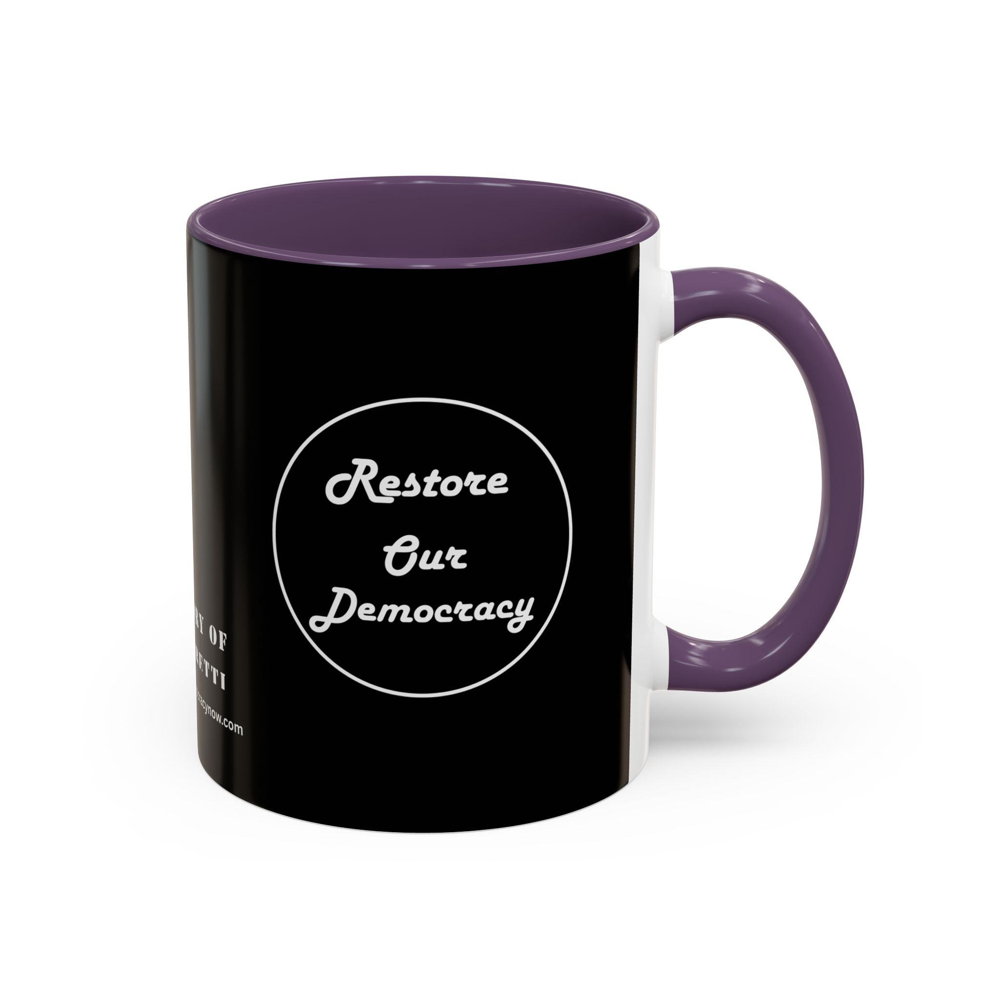 Innocent Executed- Restore Our Democracy Accent Coffee Mug — In Memory of Alex Piltti (11/15oz)