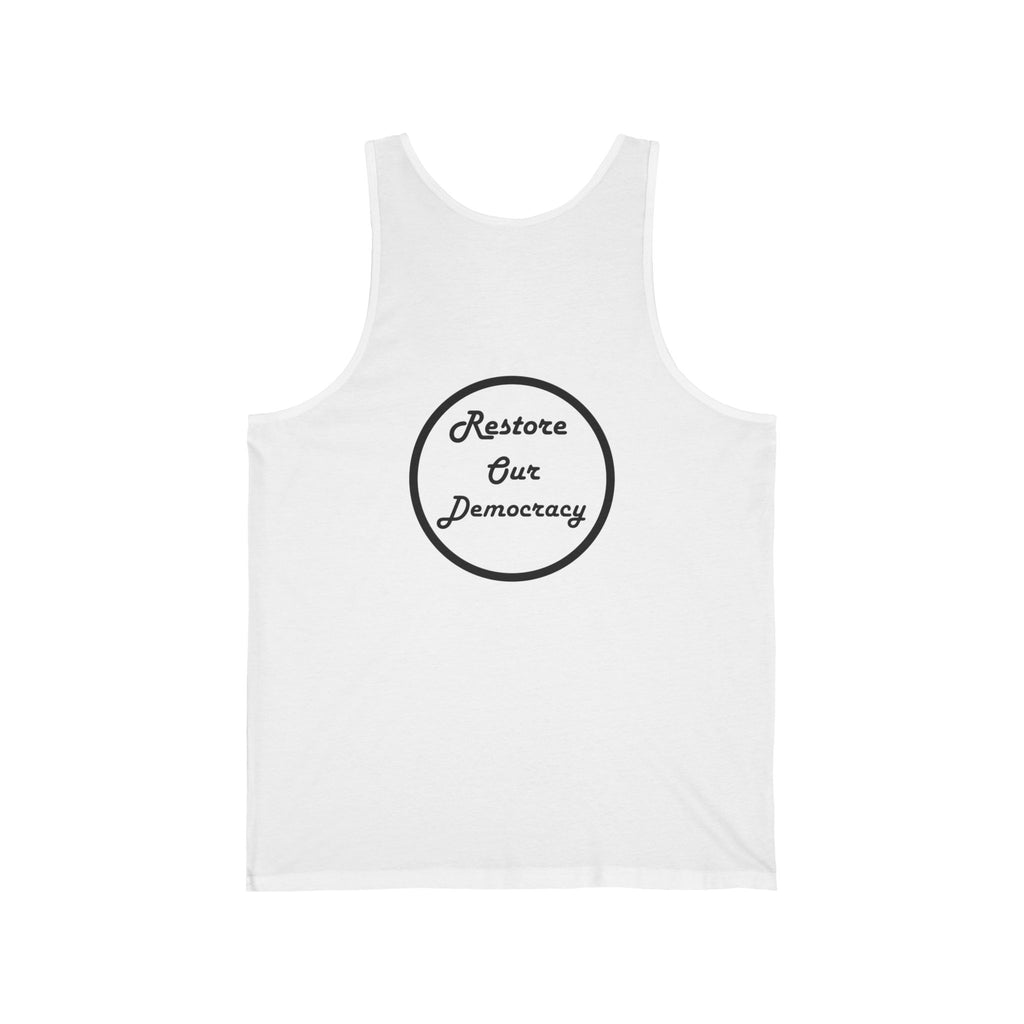 Abolish ICE Tank Top — "Restore Our Democracy" Political Protest Jersey Tank