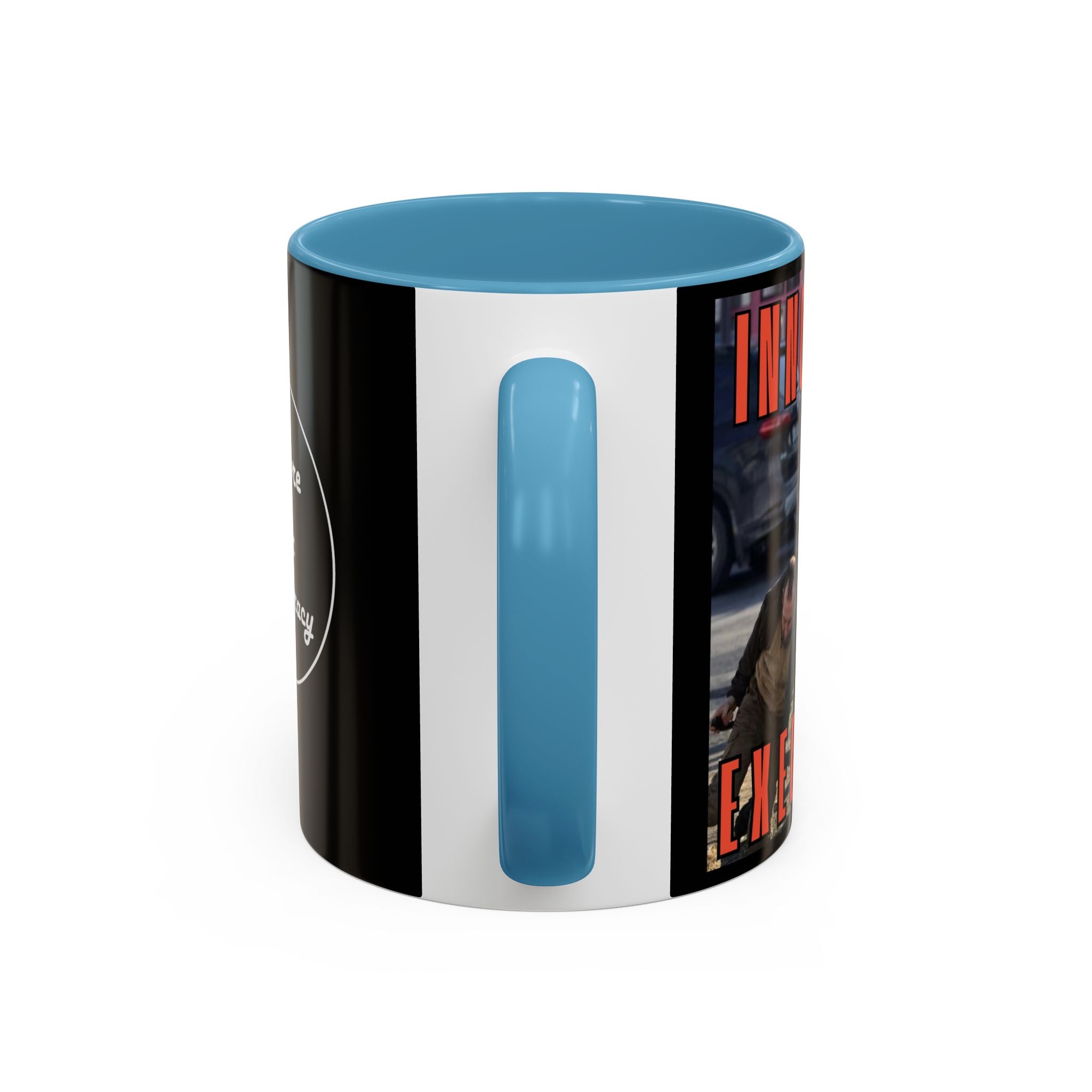 Innocent Executed- Restore Our Democracy Accent Coffee Mug — In Memory of Alex Piltti (11/15oz)
