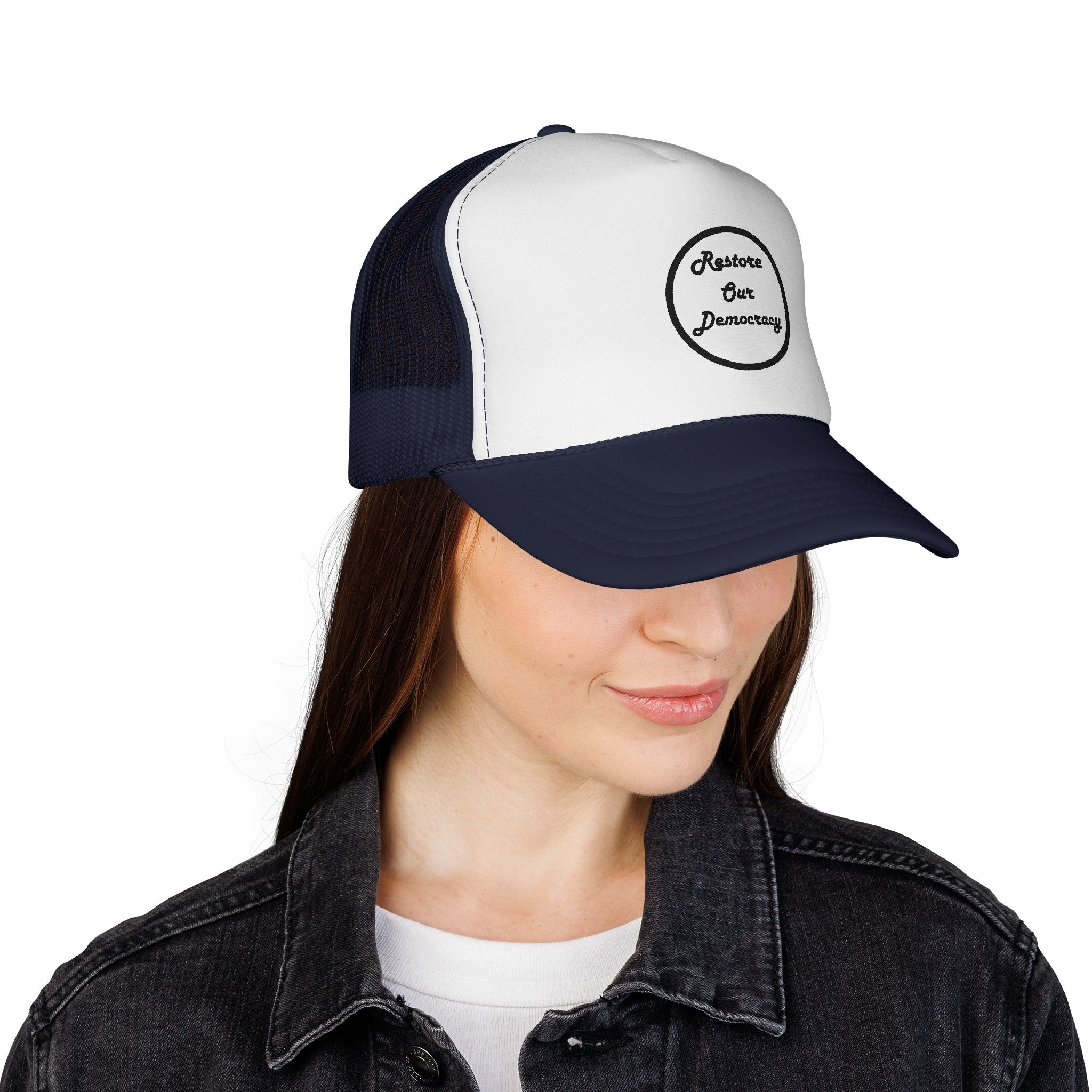 Restore Our Democracy — Political Statement Black Mesh Cap