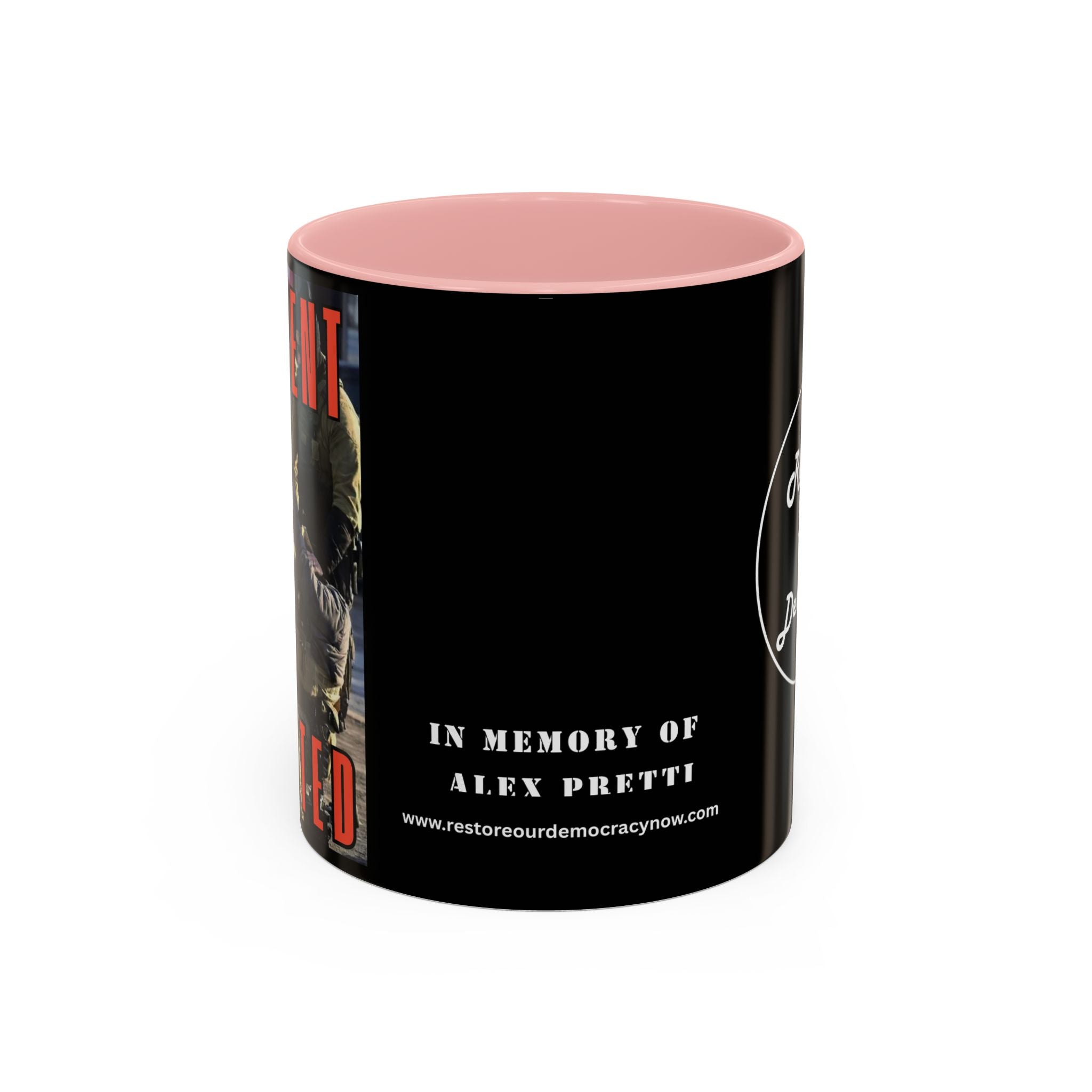 Innocent Executed- Restore Our Democracy Accent Coffee Mug — In Memory of Alex Piltti (11/15oz)