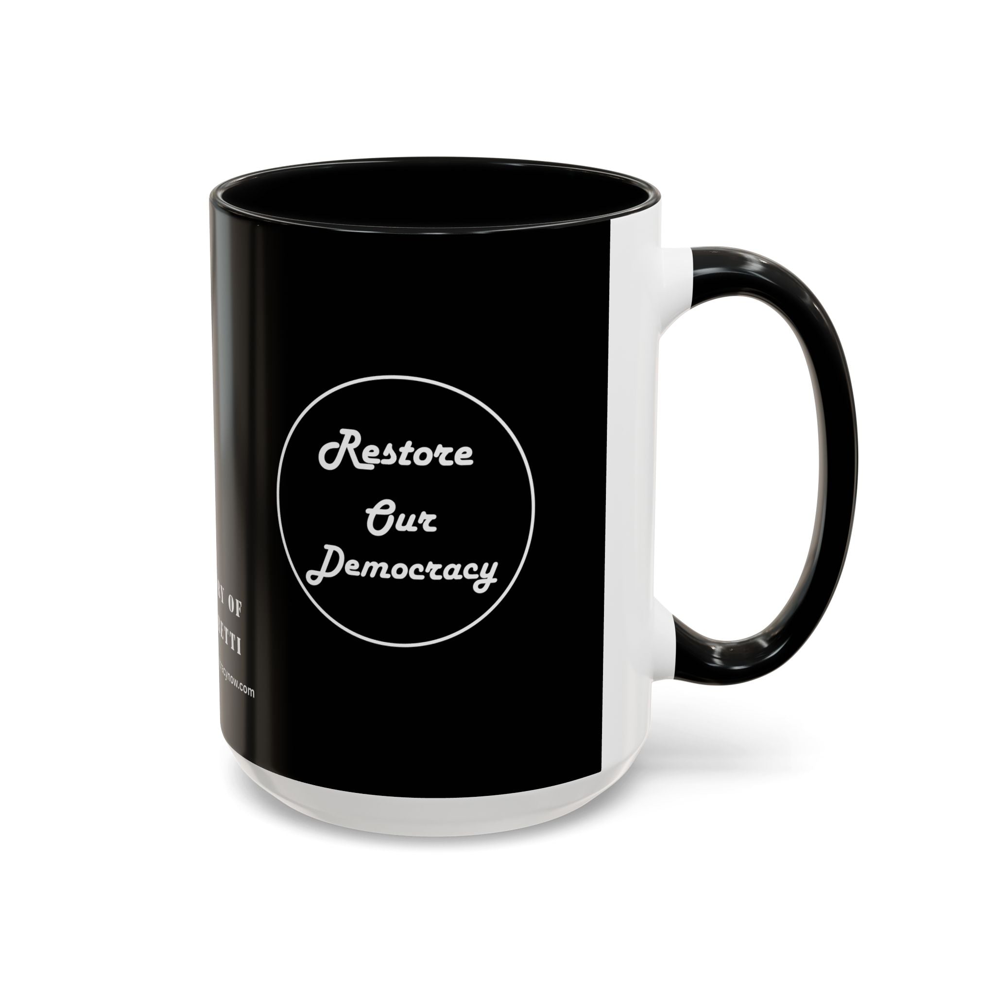 Innocent Executed- Restore Our Democracy Accent Coffee Mug — In Memory of Alex Piltti (11/15oz)