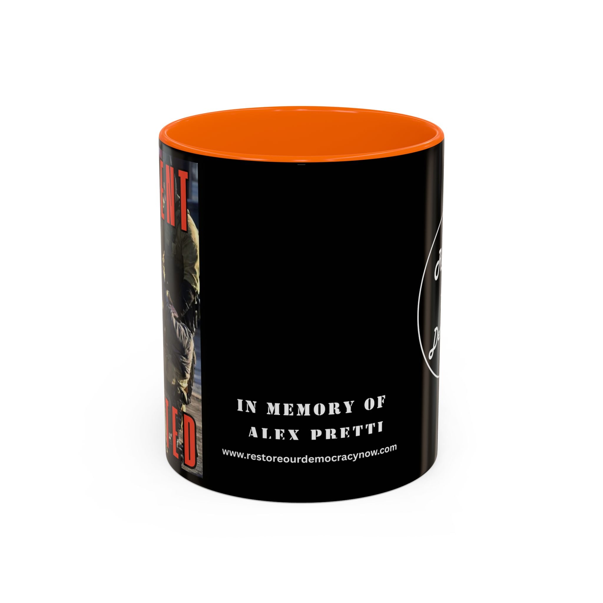 Innocent Executed- Restore Our Democracy Accent Coffee Mug — In Memory of Alex Piltti (11/15oz)