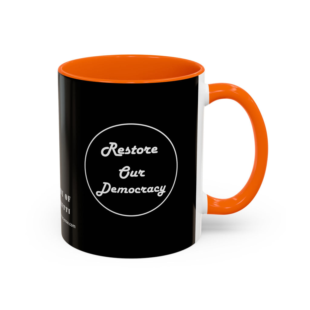 Innocent Executed- Restore Our Democracy Accent Coffee Mug — In Memory of Alex Piltti (11/15oz)