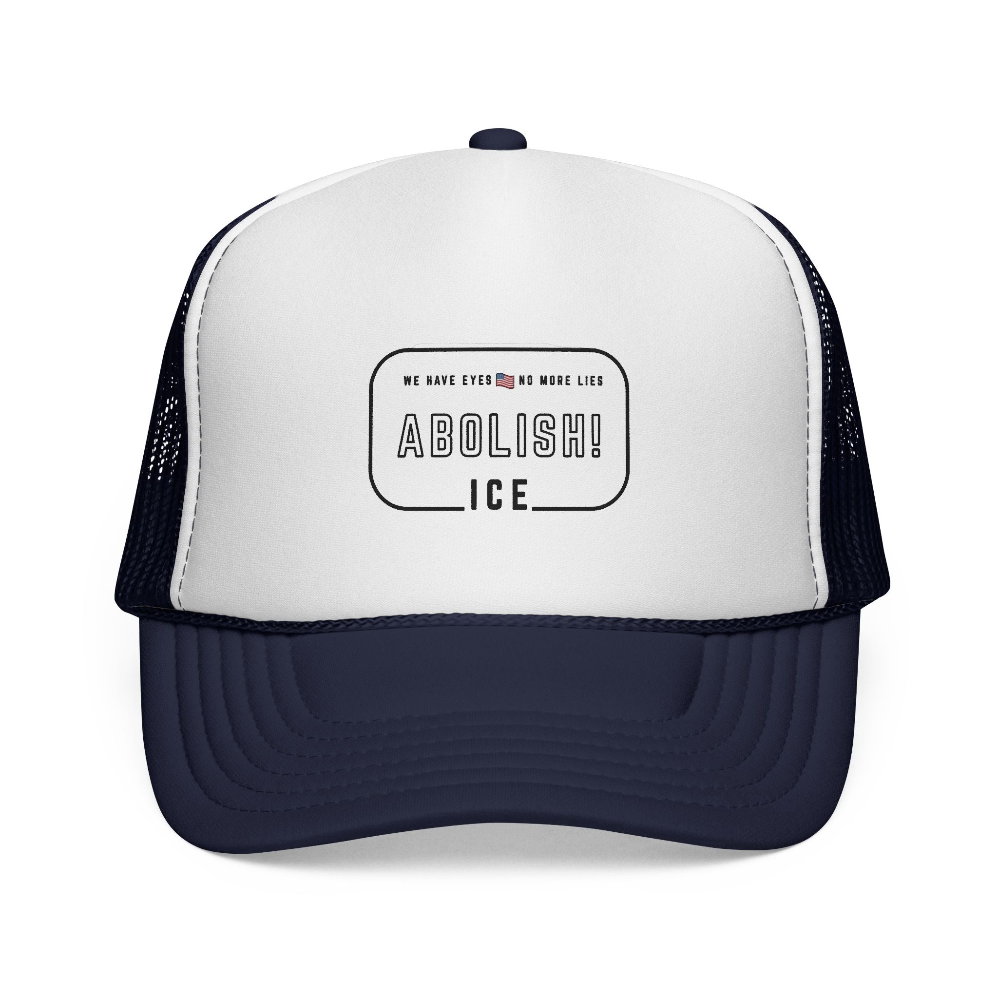 Abolish ICE Trucker Hat — Political Statement Black Mesh Cap