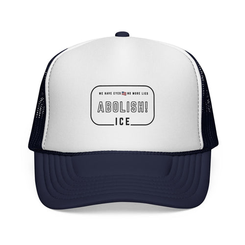 Abolish ICE Trucker Hat — Political Statement Black Mesh Cap