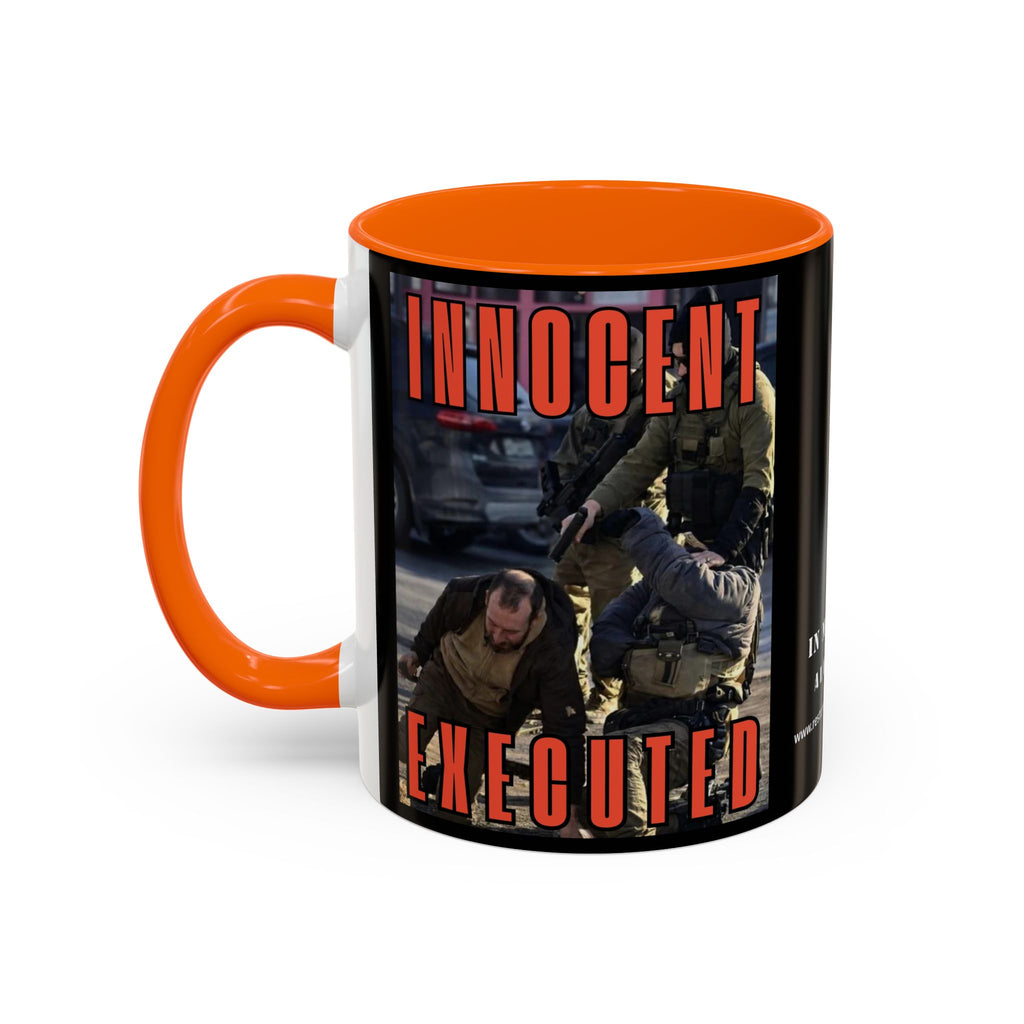 Innocent Executed- Restore Our Democracy Accent Coffee Mug — In Memory of Alex Piltti (11/15oz)