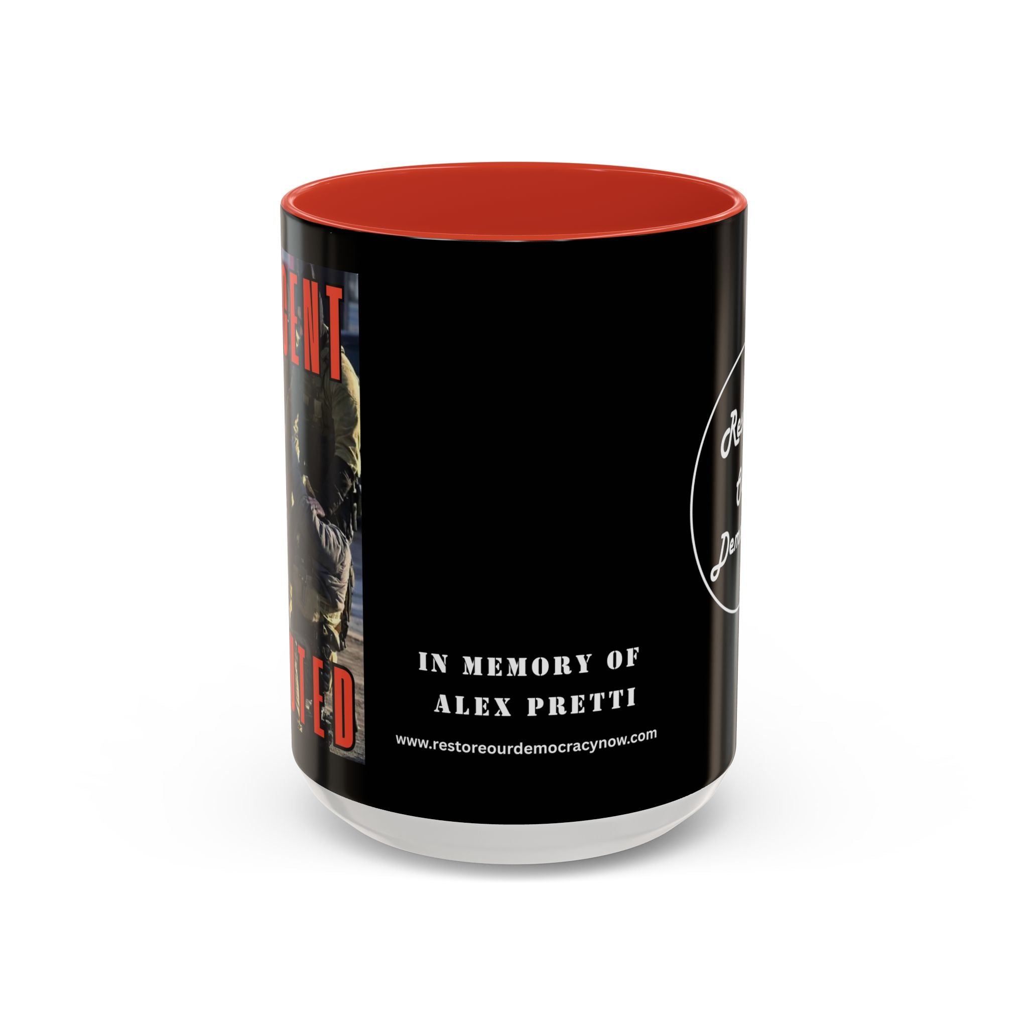 Innocent Executed- Restore Our Democracy Accent Coffee Mug — In Memory of Alex Piltti (11/15oz)